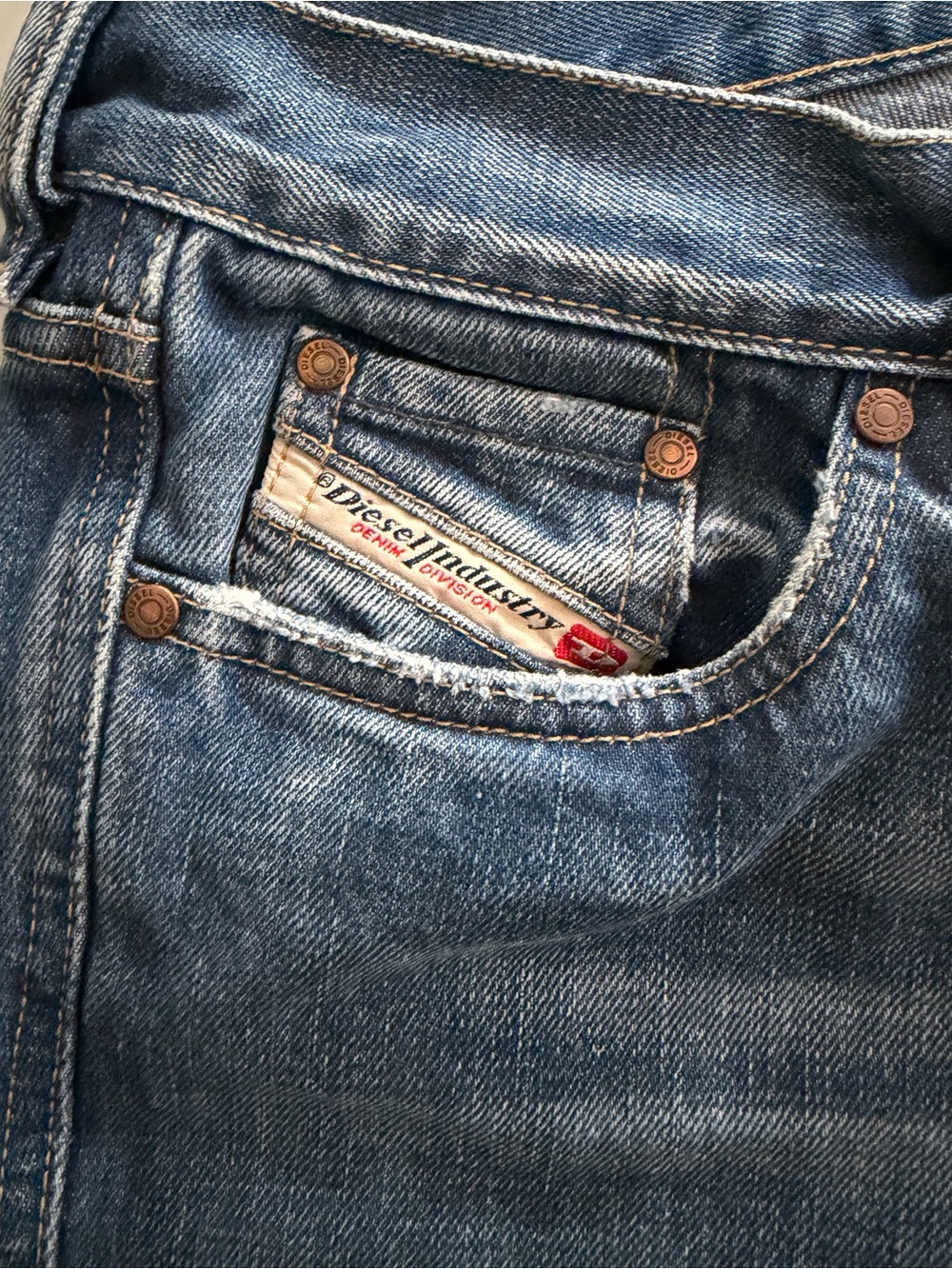 Diesel Faded Blue Relaxed Jeans with Branded Coin Pocket